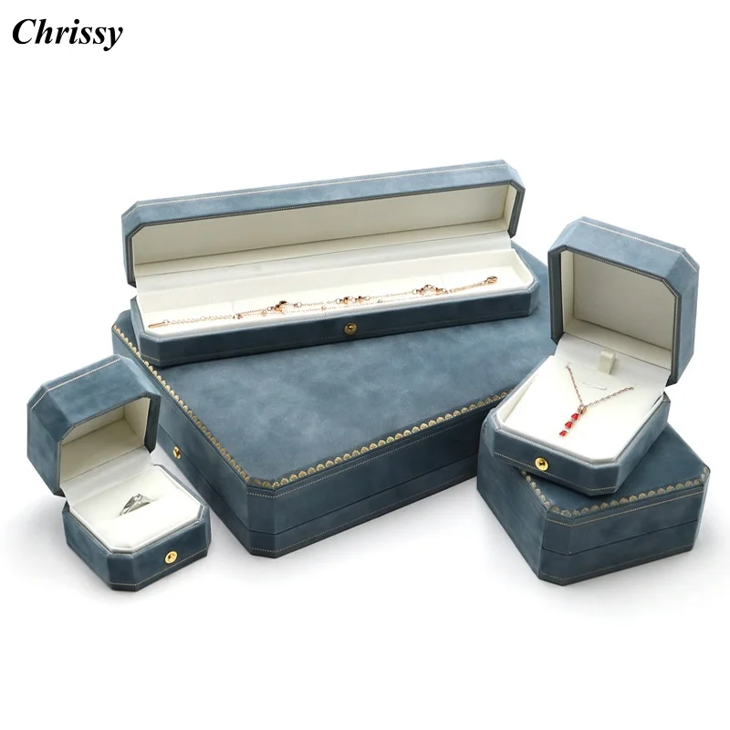 

Восьмиугольная шкатулка для драгоценностей с цветочным принтом, светло-голубая бархатная подкладка, держатель для колец, браслет, ожерелье, органайзер, подарочная коробка для свадебного предложение