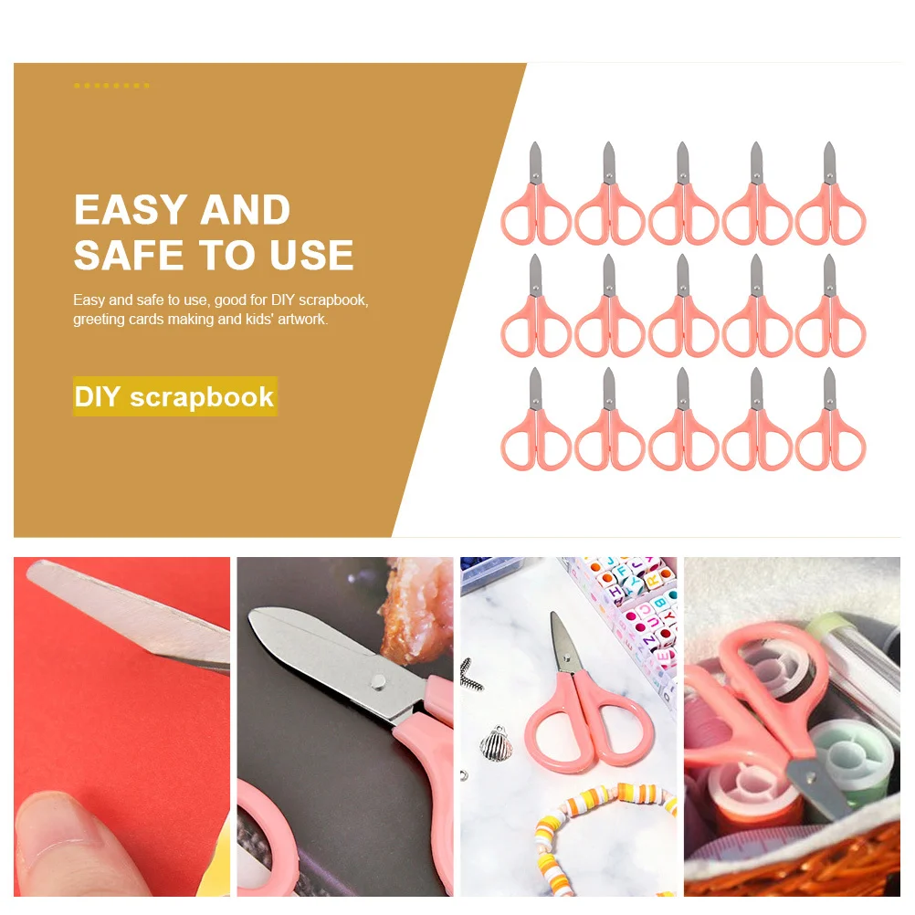 Ciseaux de sécurité pour enfants, petits ciseaux artisanaux de haute précision, coupe de détails, portables, multifonctions, accessoires scolaires de bricolage, fil, 15 pièces