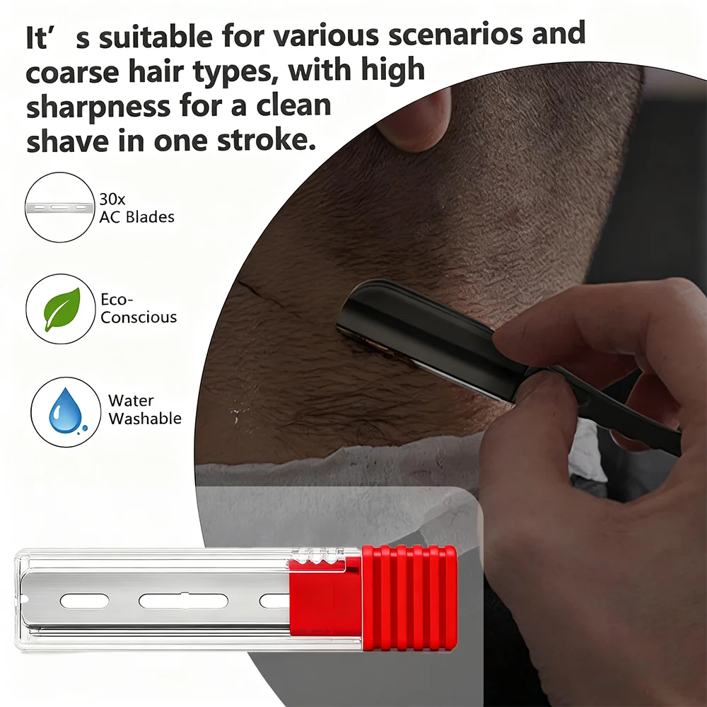 

Men's manual razor, single-layer blade, stainless steel blade, 30-piece replaceable travel set, compatible with multiple razors