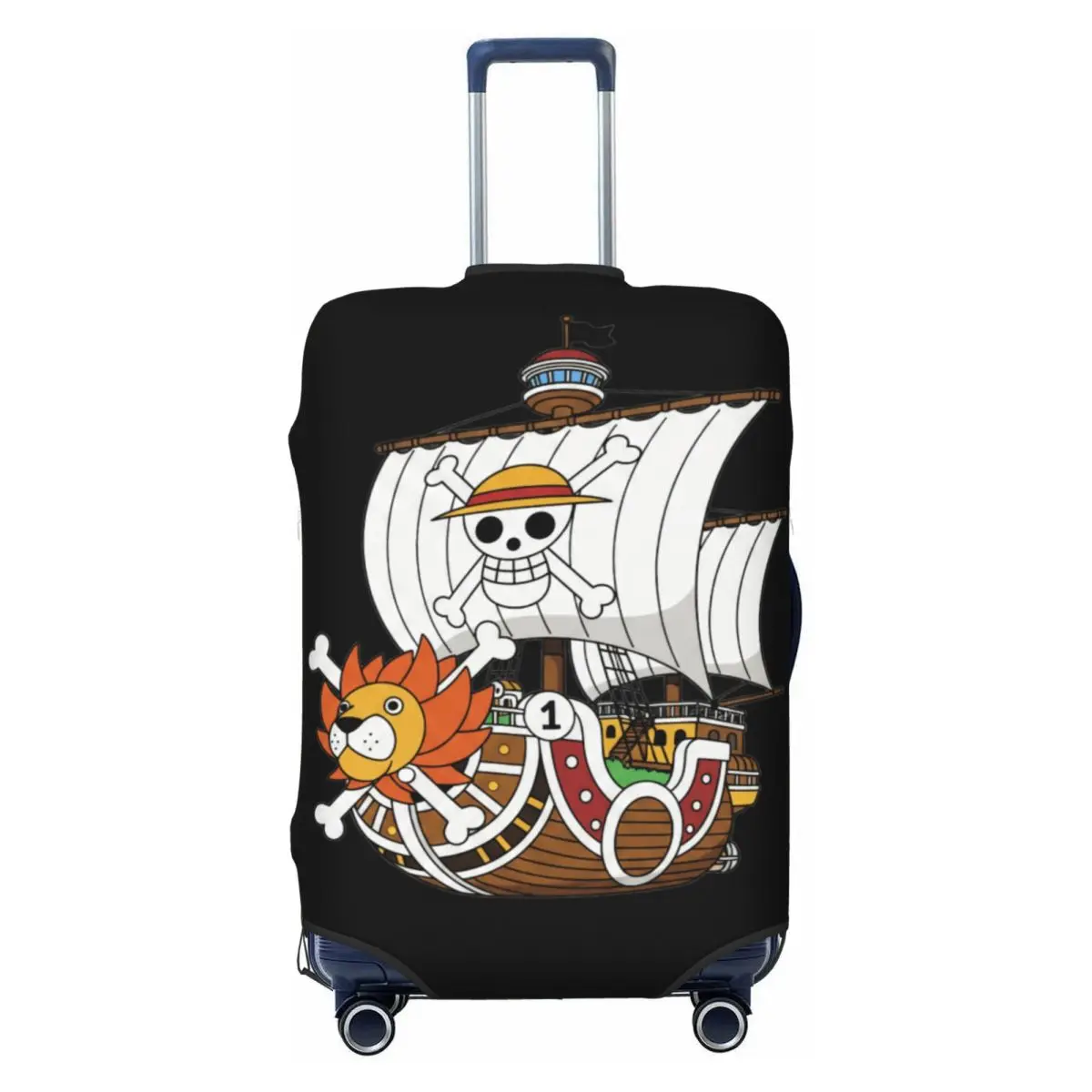 Maßgefertigter One Piece Monkey Luffy Kofferbezug Elastischer Anime Reisekoffer-Schutzbezug Passend für 18-32 Zoll Koffer