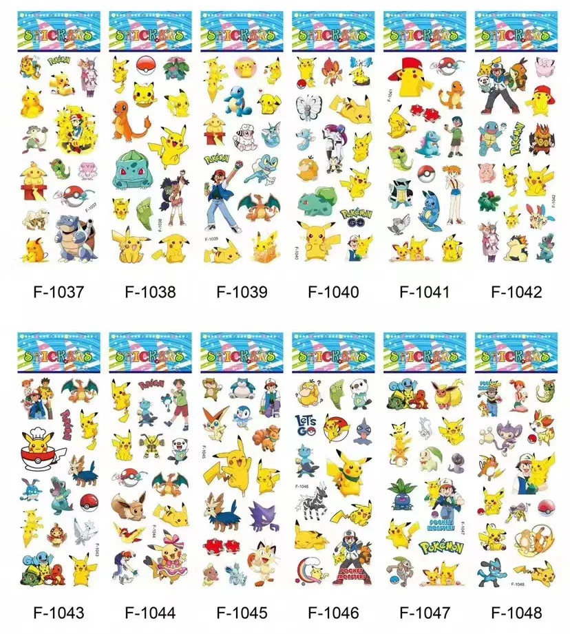 12Pcs/set Pokemon Pikachu Children\'s Cartoon Sticker 3D Puffy Bubble Stickers Kawaii Kids Toys Vinyl Anime Decoration Gifts