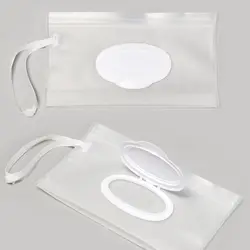 Eco-Friendly Snap Strap Cleaning Clamshell Box Wet Wipes Bag Napkin Storage Pouch Cosmetic Container Wipes Case