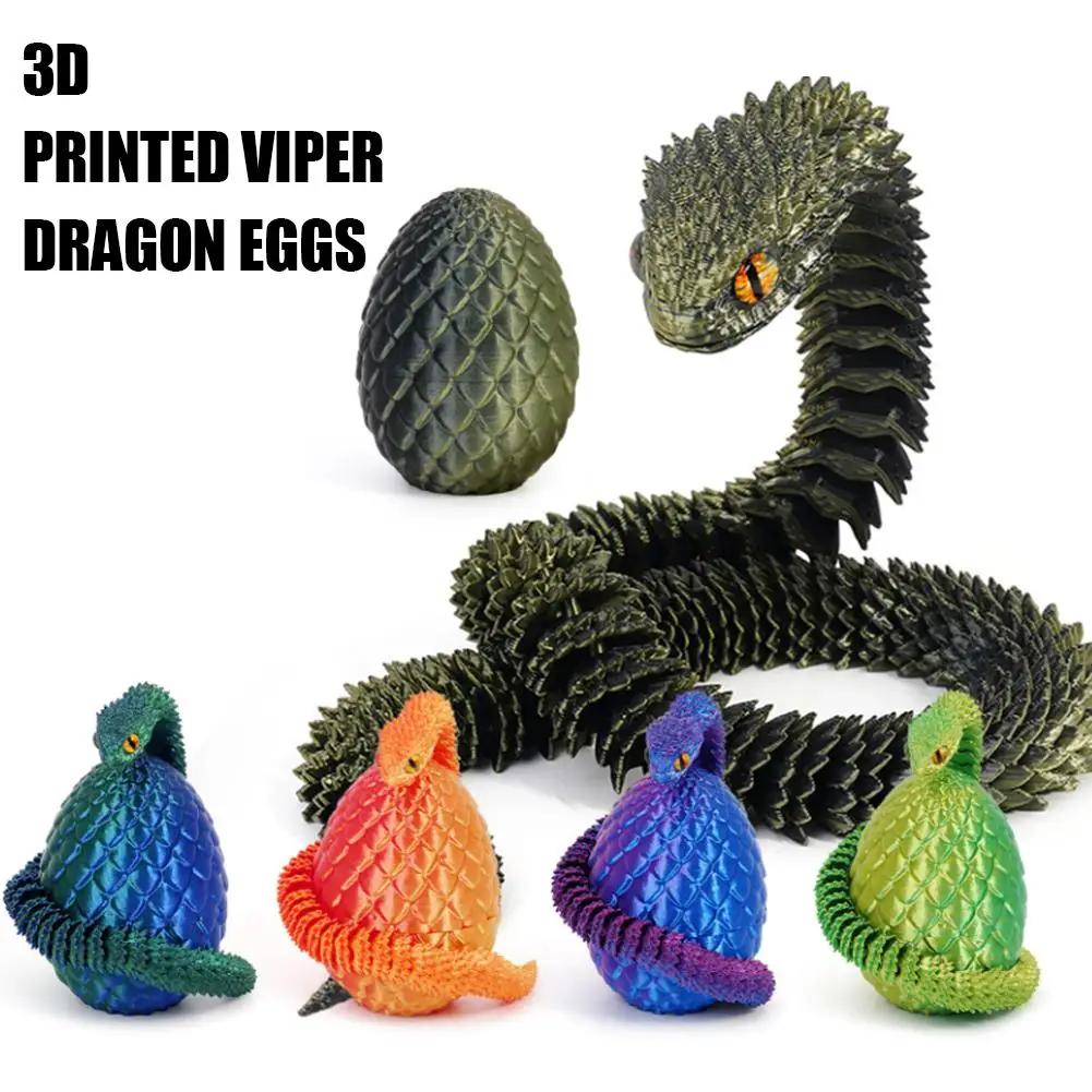 3D Printed Cool Snake Dragon Egg Multi-joint Novel Easter Hot-selling Gift Decompression Children's Toys Desktop Decoration