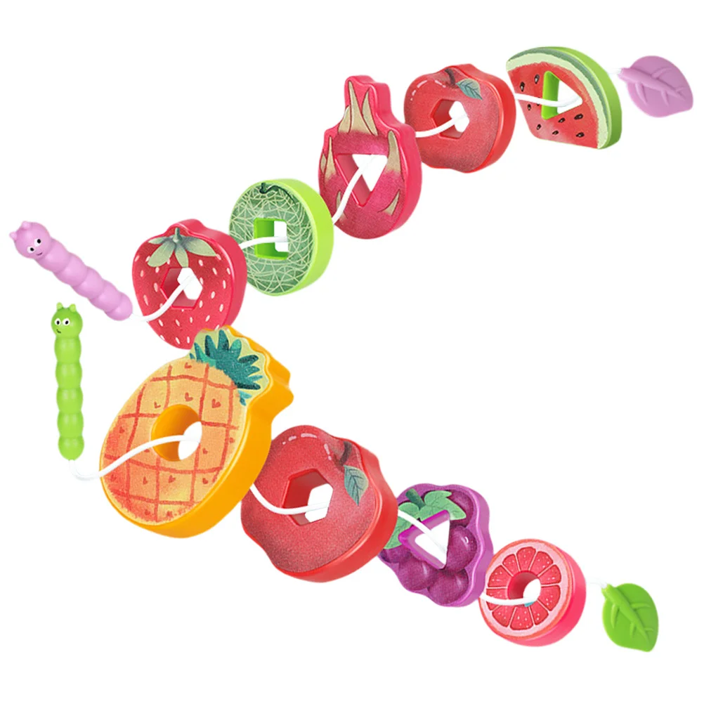 

1 Set Of Fruit Threading For Toddlers Cartoon Fruits Blocks Lacing Game Educational Beaded Preschool Learning Color Matching