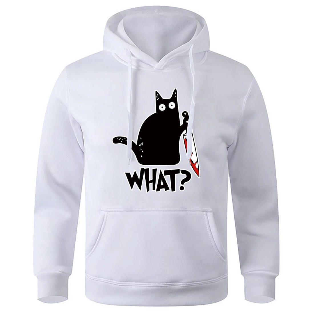 What Cute Little Black Cat Holding A Knife Men'S Hooded Breathable Soft Pullover Fashion Classic Hoodies Sports Original Hoody