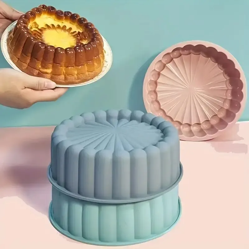 1PC Silicone Cake Pan Multi-Functional Round High Temperature Resistant DIY Baking Mold