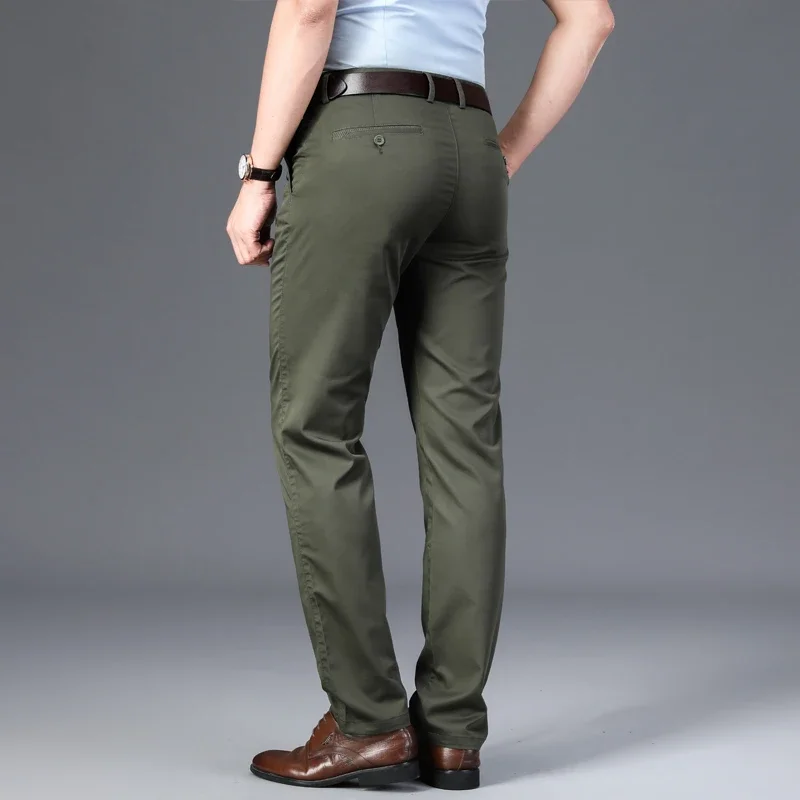 Luxury Men High Quality Bamboo Fiber Business Suit Pants Big Size Designer Casual Male Green Beige Straight Long Formal Trousers