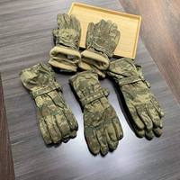 Tactical Camouflage Sports Gloves, Windproof, Waterproof, Plush, Warm, Outdoor Riding, Autumn and Winter