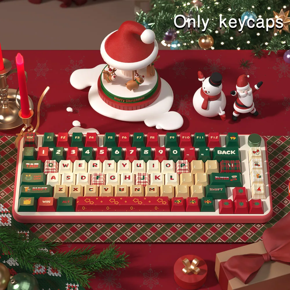 Imagem -04 - Véspera de Natal Keycap para Teclado Mecânico Mda Cereja Perfil Keycaps 7u Espaço Iso Digite Dye Sublimação Key Cap Personalizada