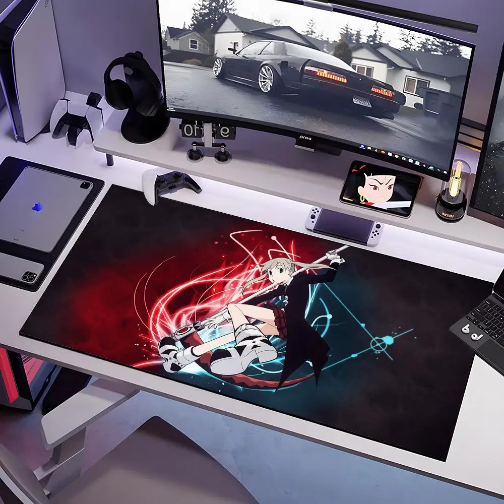 S-Soul Eater لوحة ماوس أنيمي كبيرة مضادة للانزلاق المطاط الألعاب ماوس الوسادة دائم مكتب الوسادة سميكة التماس حافة مناسبة للمكتب والغام
