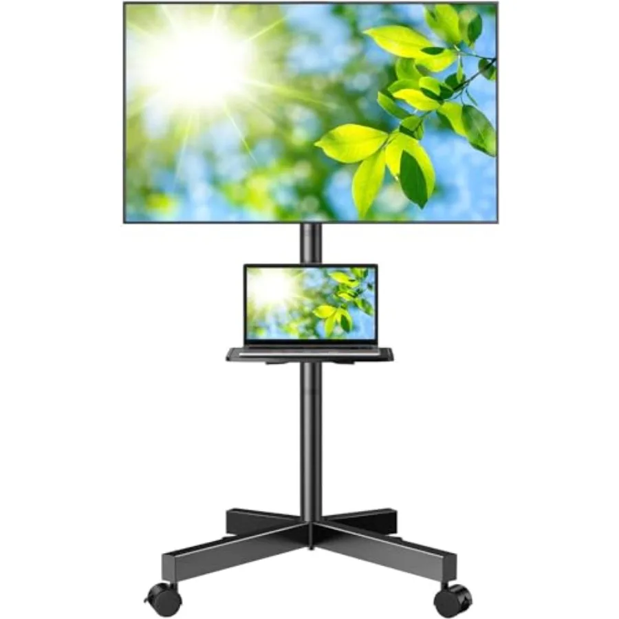 

Mobile TV Stand for 2360 Inch LCD LED Flat Curved Screen TVs with Tilt Function Portable Rolling Floor Stand Holds up to 88Lbs