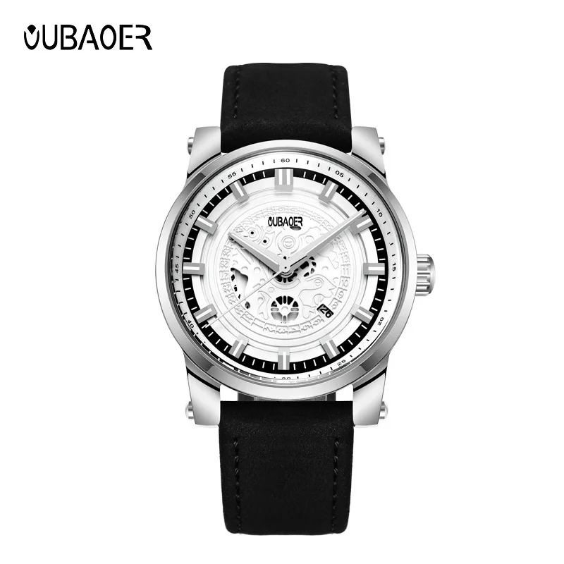 メンズスタイリッシュなビジネスウォッチアナログクォーツムーブメント夜光針30M防水カジュアルレザーストラップファッションウォッチ