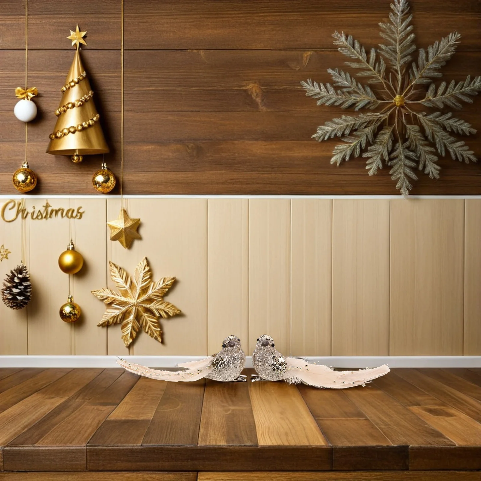 

2Pcs Decorative Fake Birds for Indoor Outdoor Use Easy to Hang Lightweight Artificial Birds for Christmas Tree Decor