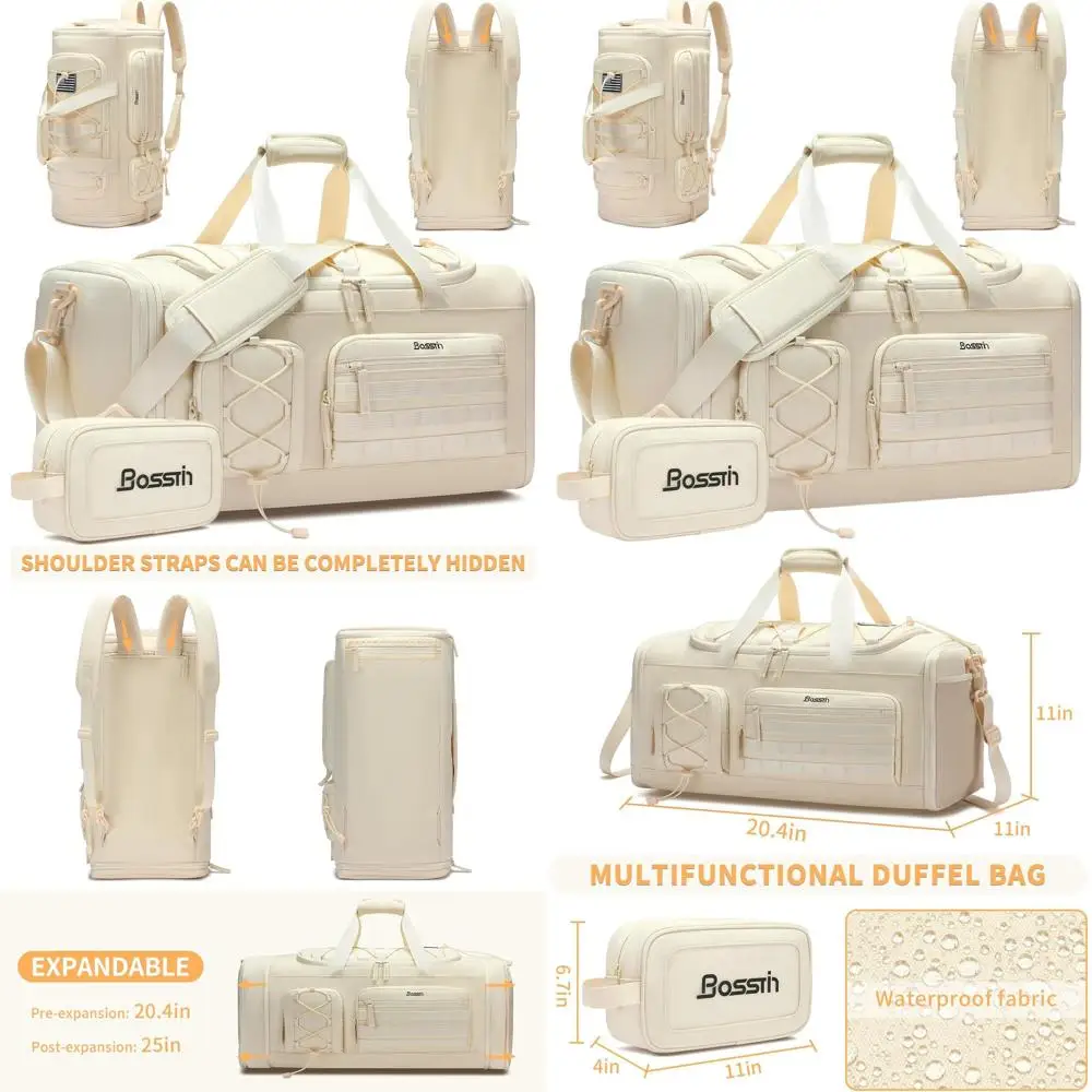 

Рюкзак для путешествий, спорта и тренажерного зала 45 л, унисекс, с отделением для обуви - бежевый