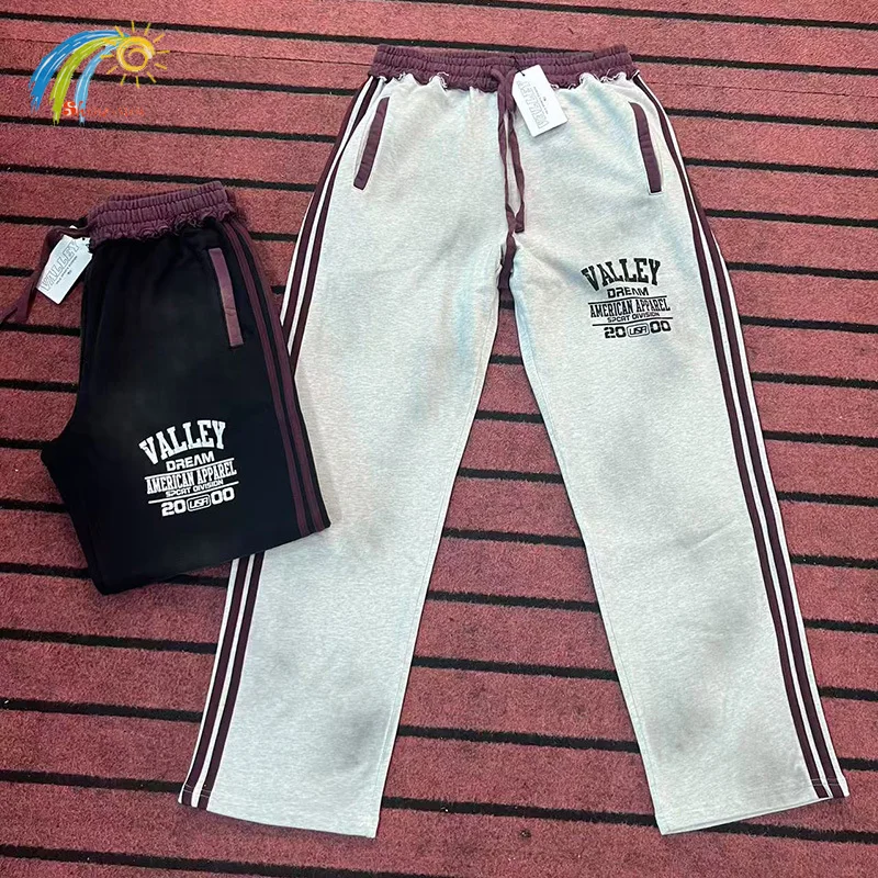 

Men Women Jogger Drawstring Purple Striped Vale Casual Pants Best Quality Cotton Oversized VALLEY Sweatpants Black White Dirty
