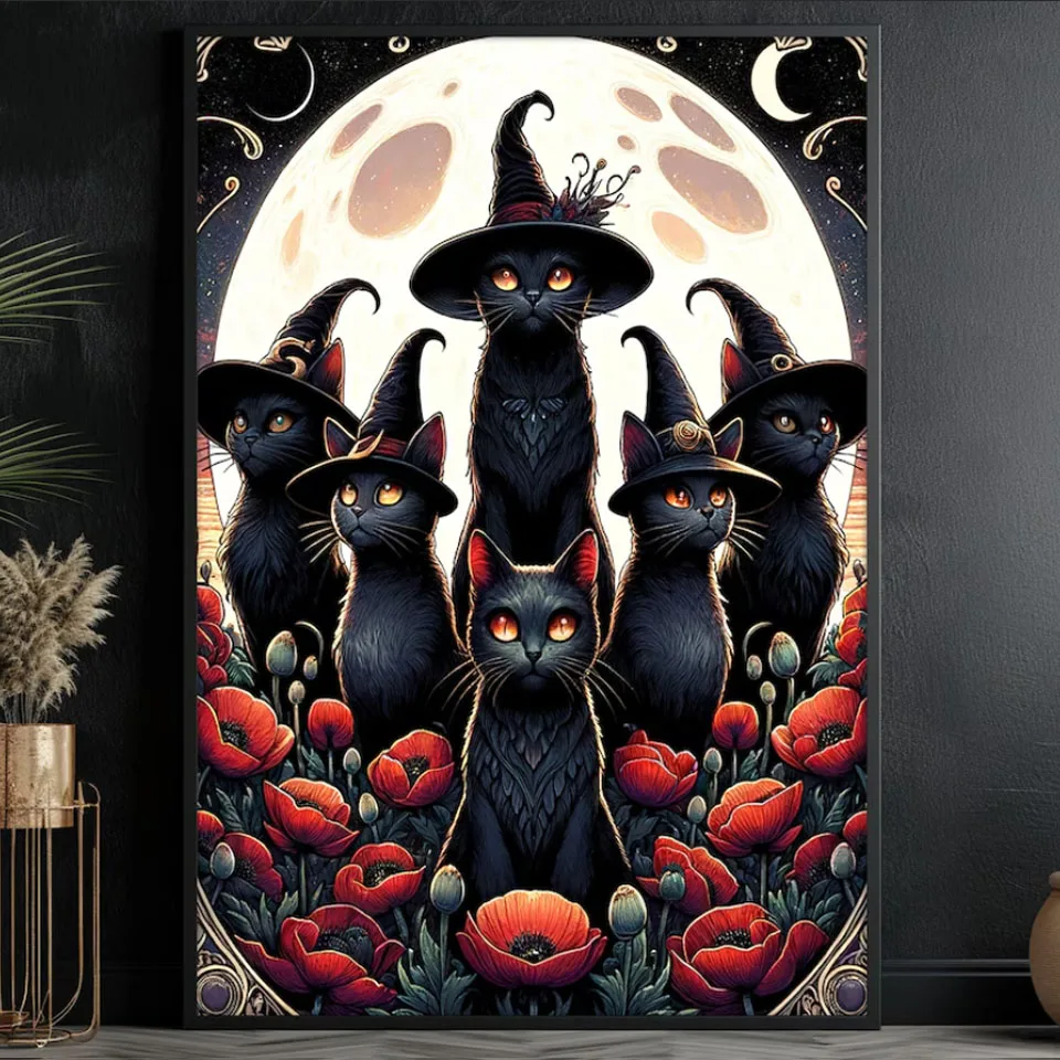 

Surreal Cat Witch Diamond Painting Kits Cat Lover's Gift, Vibrant, New Arrivals Mosaic Diamond Art Embroidery Hallowen Gift
