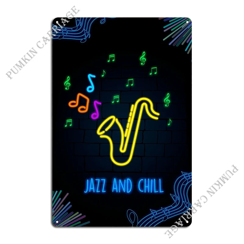 Jazz And Chill Metal Plaque Plates Cave Designing Cinema Tin Sign Poster