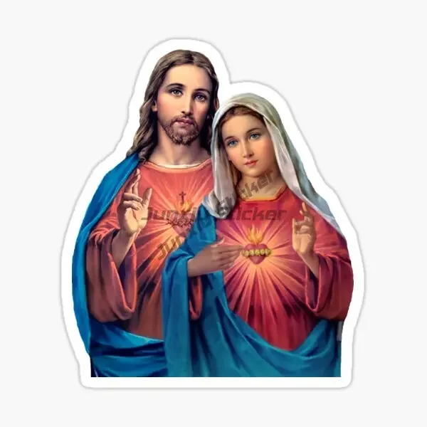 1Pc 2D Flat Virgin Mary Jesus Christ Vinyl Sticker, Waterproof Decal for Car Truck Van SUV Wall Room Off‑Road Decor,Holiday Gift