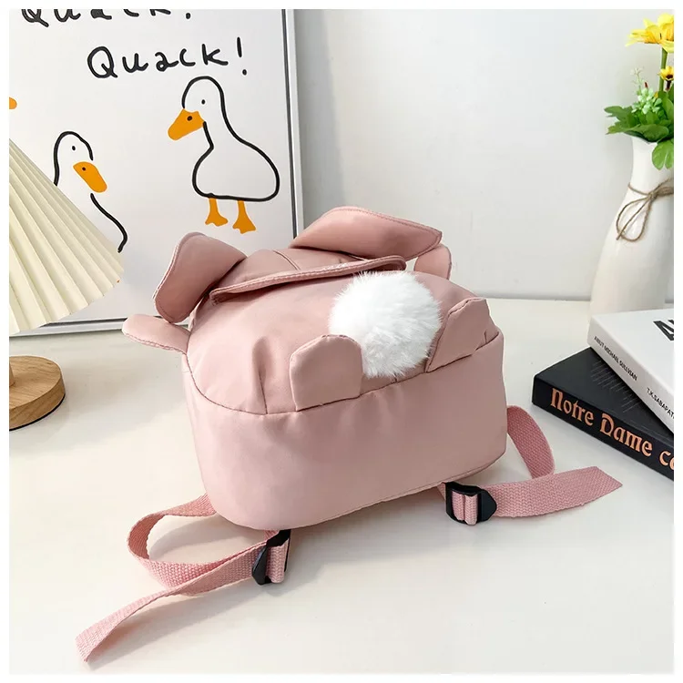 Personalised Kawaii Bunny Backpack for Girls with Cute Rabbit Ears and Fluffy Bear Pendant School Bookbag for Kids