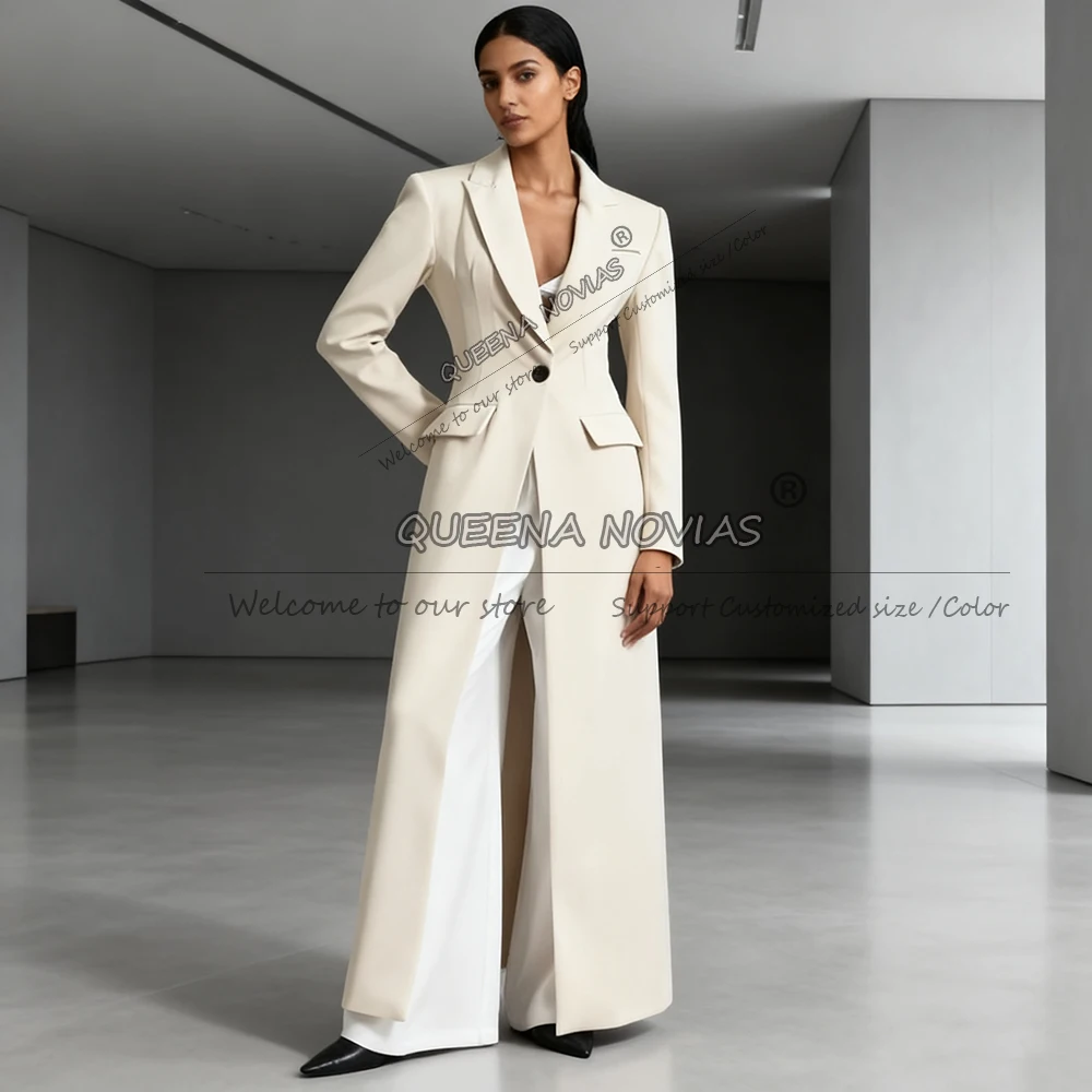 Klassische, solide Kleider für die Brautmutter, maßgeschneiderte Blazer mit spitzem Revers und Hosen, 2-teilige Anzüge für formelle Empfangsparty-Kleider für Damen