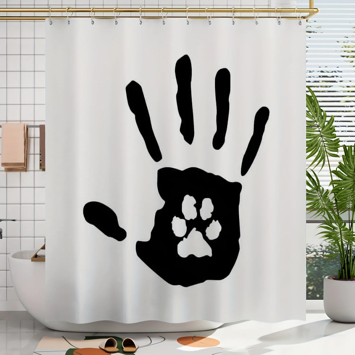 

1 шт., занавеска для душа с цифровым принтом, украшение для ванной комнаты, домашний декор, с крючками, можно стирать в машине, четыре сезона