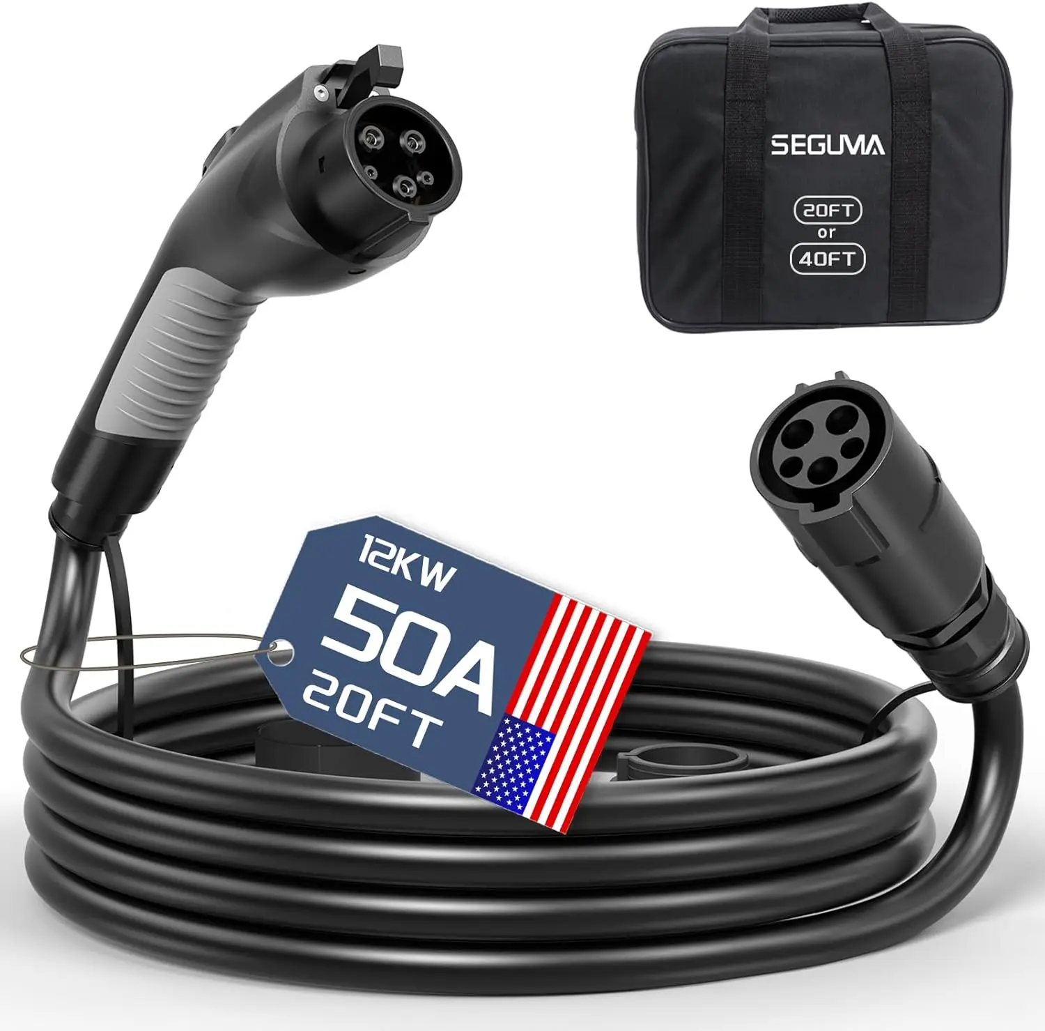 

EV Charger Extension Cable, 50Amp 20ft J1772 Extension Cord Compatible with Level 1/Level 2 EV Charger, SAE J1772 Car Charger