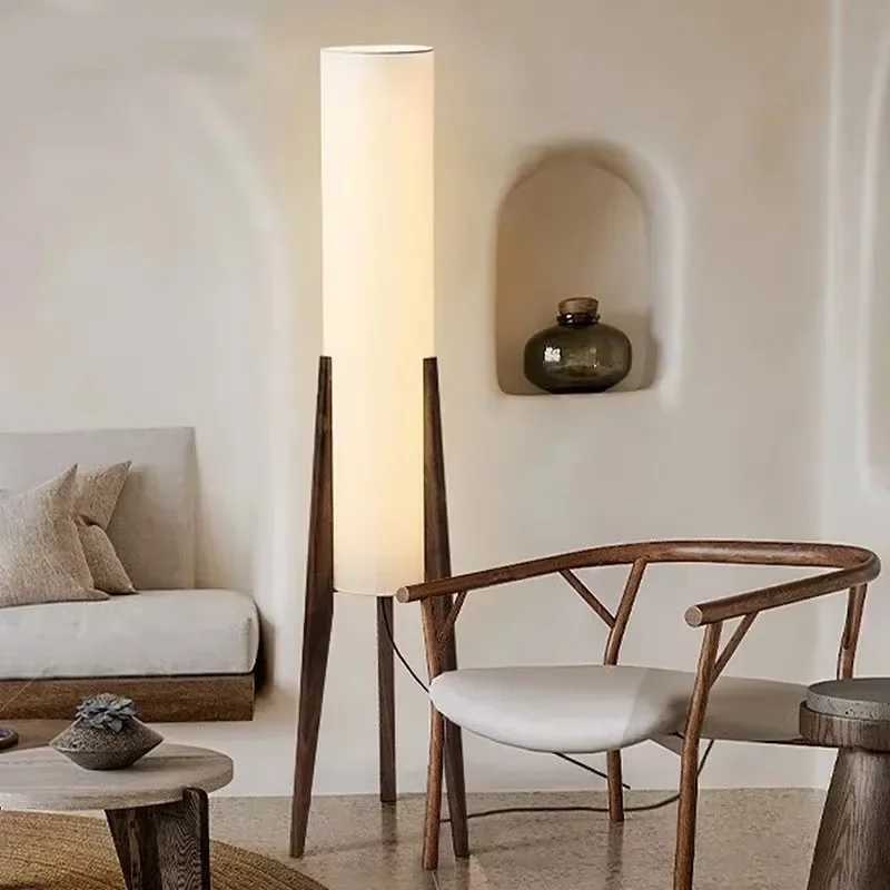 

Floor Lamp Nordic Retro Walnut Color Living Room Sofa Lamp Solid Wood Personality Art Bedroom Headboard Decoration Table Lamp
