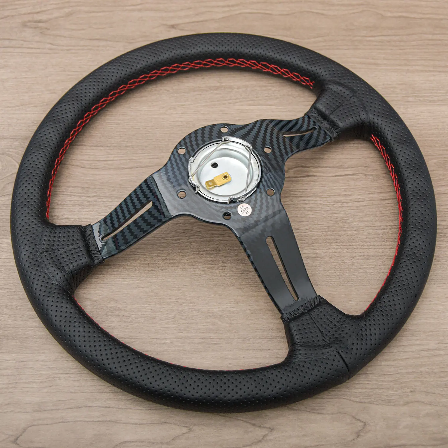 JDM 13 بوصة فيلم الكربون نمط عجلة القيادة طبق عميق سباق عجلة القيادة الرياضية للعالمية #2