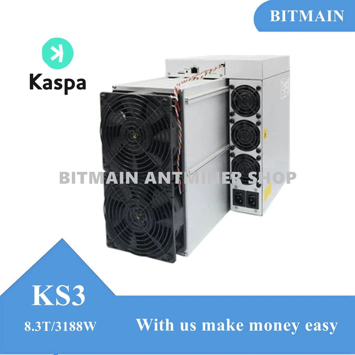 Antminer KS3  8Th/9Th KAS mining KHeavyHash Algorithm With 3188W Power Consumption