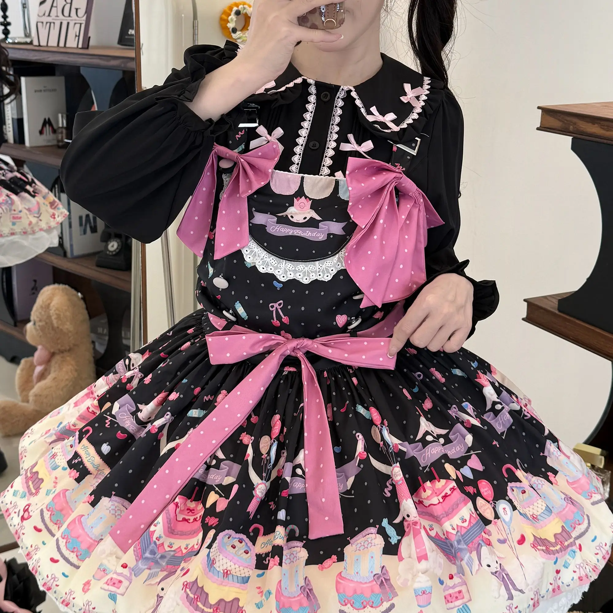 

Long-sleeved Lolita top autumn 2025 new lolita with cute soft girl style doll collar bow lo vestido feminino vestido