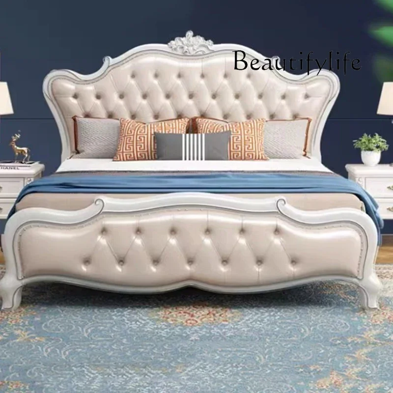 

X European Luxury Double Bed Modern Whitr King Aesthetic Frame Double Bed High End Sleeping Lit Deux Place Furniture For Bedroom