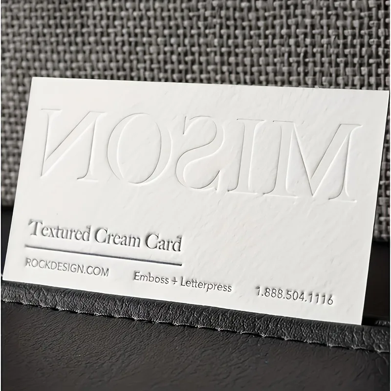 

Визитки с индивидуальным тиснением, 200 шт. - плотная хлопковая бумага 500 г/м², высококачественная печать для корпоративного использования/подарков