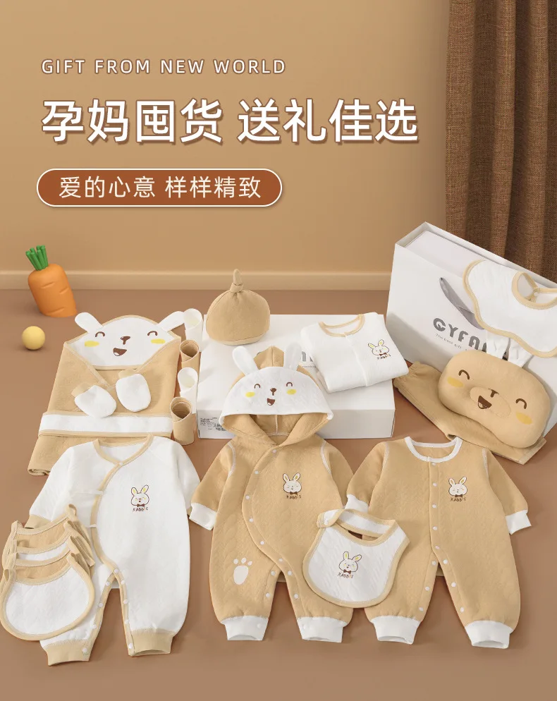 2023 Newborn baby clothing baby boy gift box set spring and autumn baby girl 20-26 piece set cotton set baby supplies complete