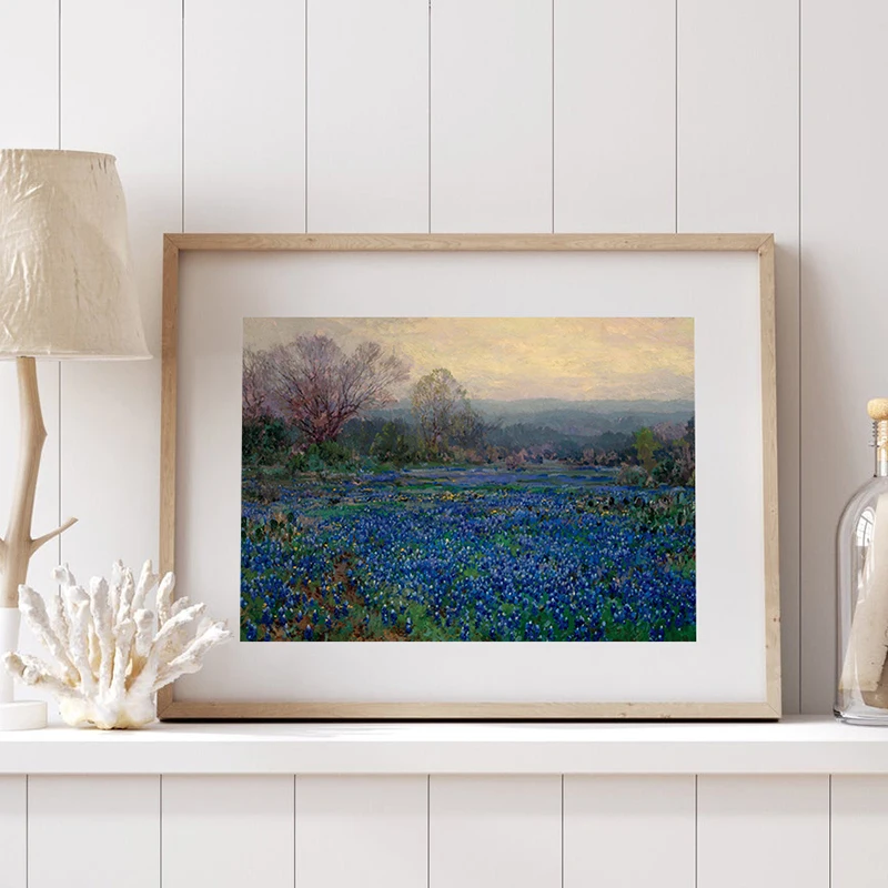 Bed of Poppies Print Vintage Wildflower Field Landscape Oil Painting Canvas Posters Spring Meadow Prints Farmhouse Wall Decor