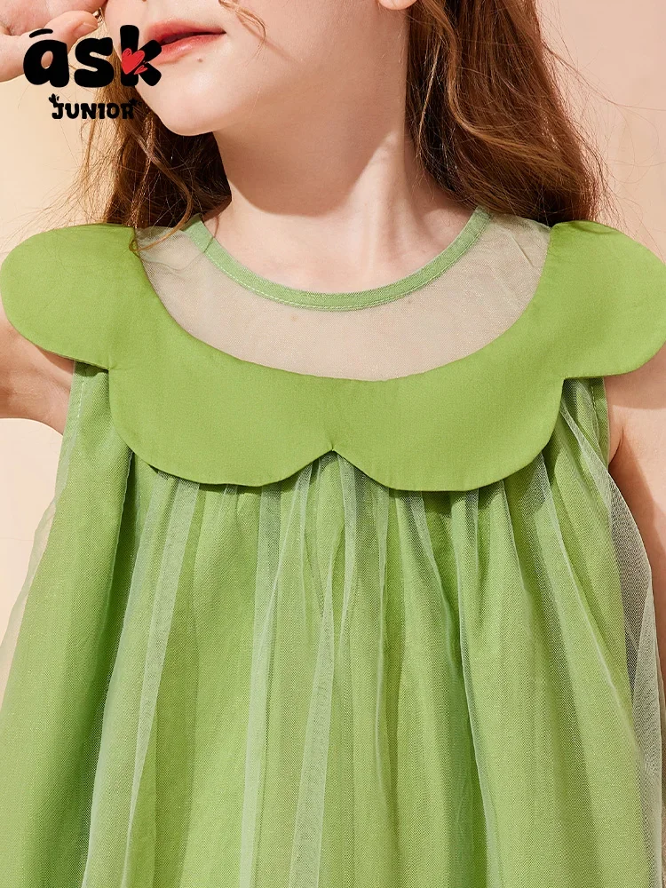 اسأل فستان صيفي بدون أكمام بياقة من الدانتيل للفتيات الصغيرات #4