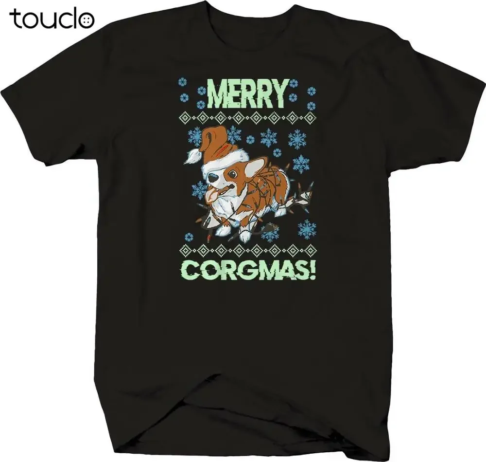 Merry Christmas Corgi Corgmas Dog Santa Hat T-Shirt unisex