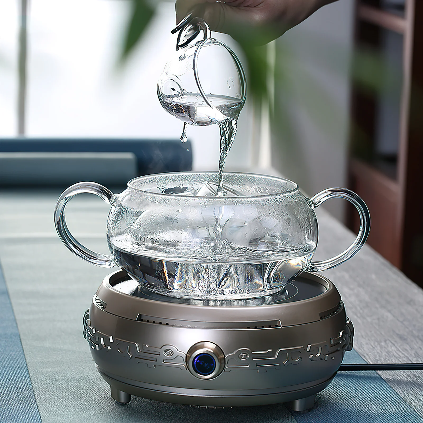 

Glass Stew Pot with Lid Heat Resistant Kitchen Cookware for Soup Noodle Cooking Multi Functional Home Restaurant Use