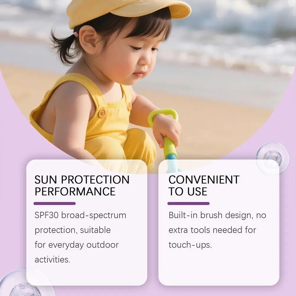 SPF30 Kids Mineral Sunscreen Powder Brush Waterproof UVA UVB Protection Gentle Sensitive Skin Safe Sunblock Powder view 3