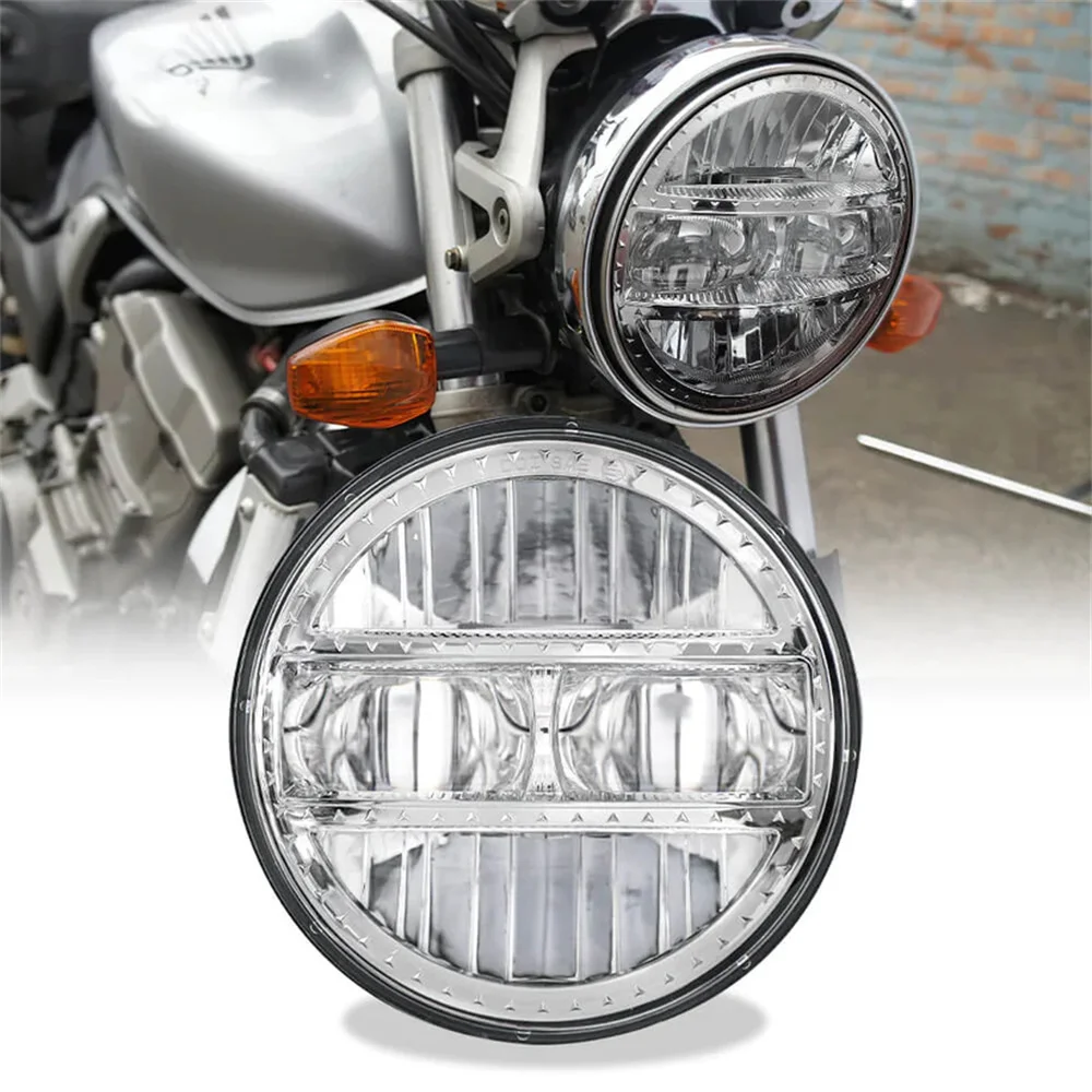 

Chrome 5-3/4 5.75 inch LED Headlight with DRL For H_arley Motorcycles XL883/XL1200 Glide Deuce Street 500/Street 750 Headlamp