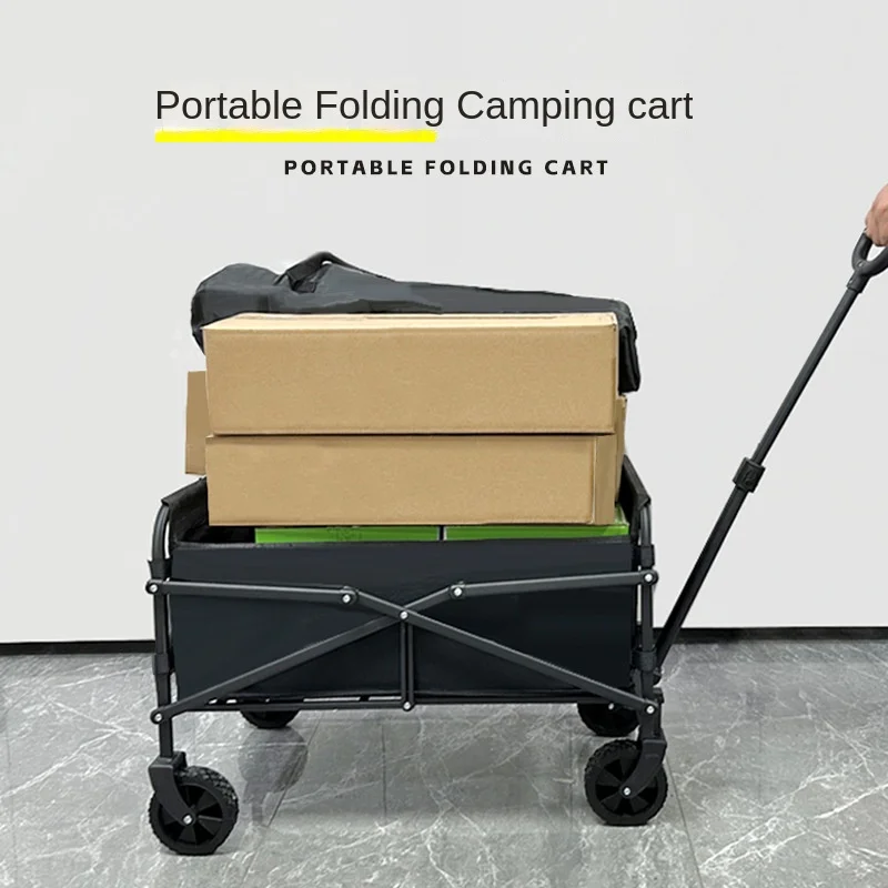 Camping Cart Foldable Wagon Beach Picnic Pull Cart Trolley with Wheels Ultralight Camping Equipment Space Trekking Retractile