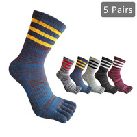 1/5 Pairs Five Finger Socks Short Man Cotton Three Stripes Breathable Warm Colorful Compression Sport Fitness Hiking Toe Socks