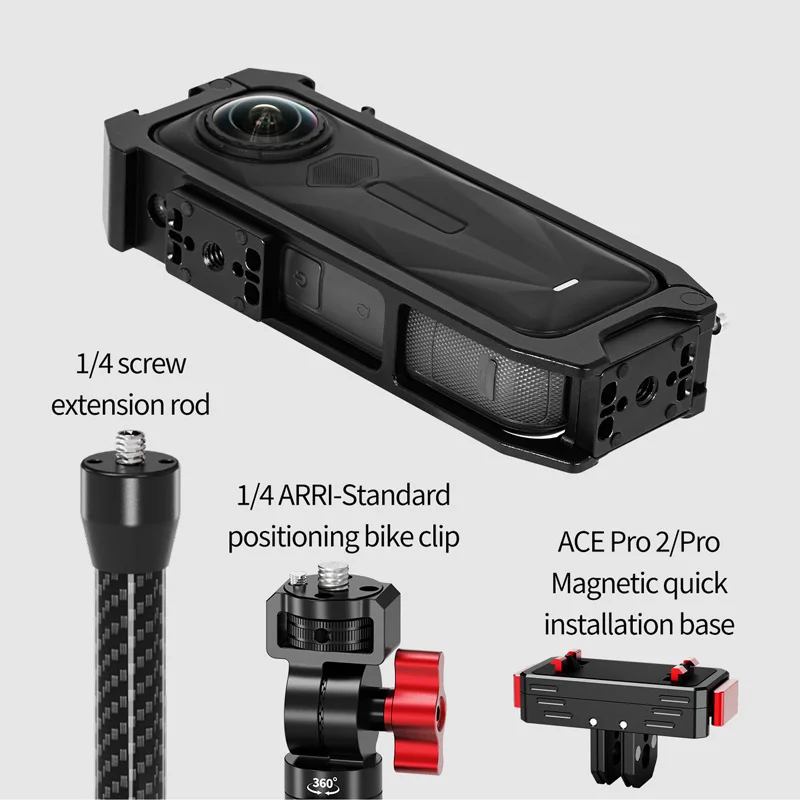 

Защитная рамка магнитной камеры N52 для Insta360 X5, металлический корпус в клетке с расширяющейся основой для холодного башмака