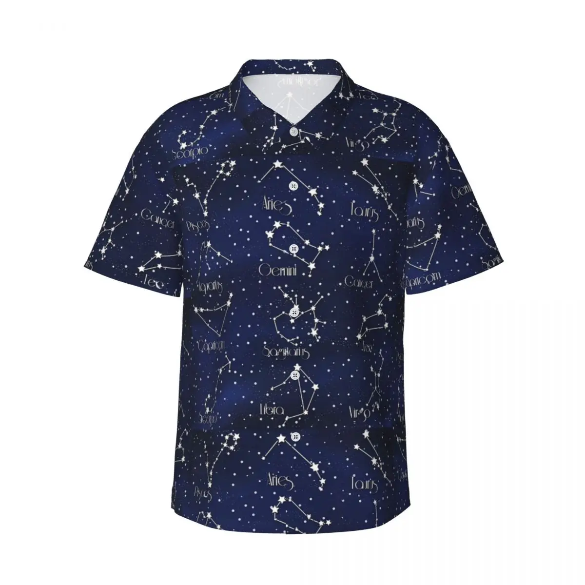 Zodiac Astrology Casual Shirt Star Print Loose Summer Shirts Male Short Sleeve Beach Harajuku Graphic Oversized Blouses