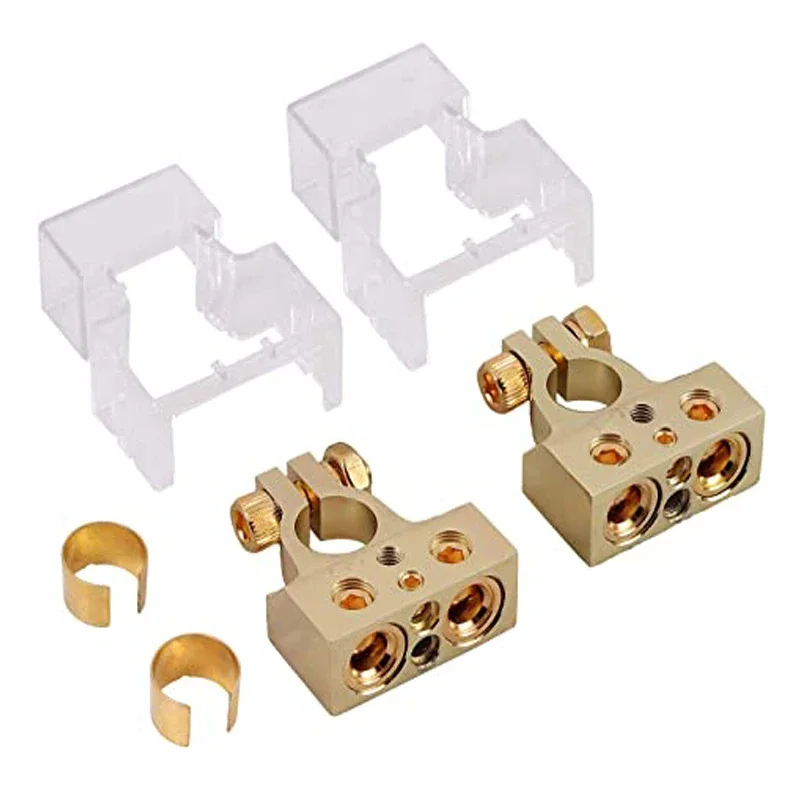 

0/2/4/6/8/10 Gauge Car Battery Terminals Connector Positive Negative Battery Ends with Spacer Shims Covers for Car Audio(1 Pair)