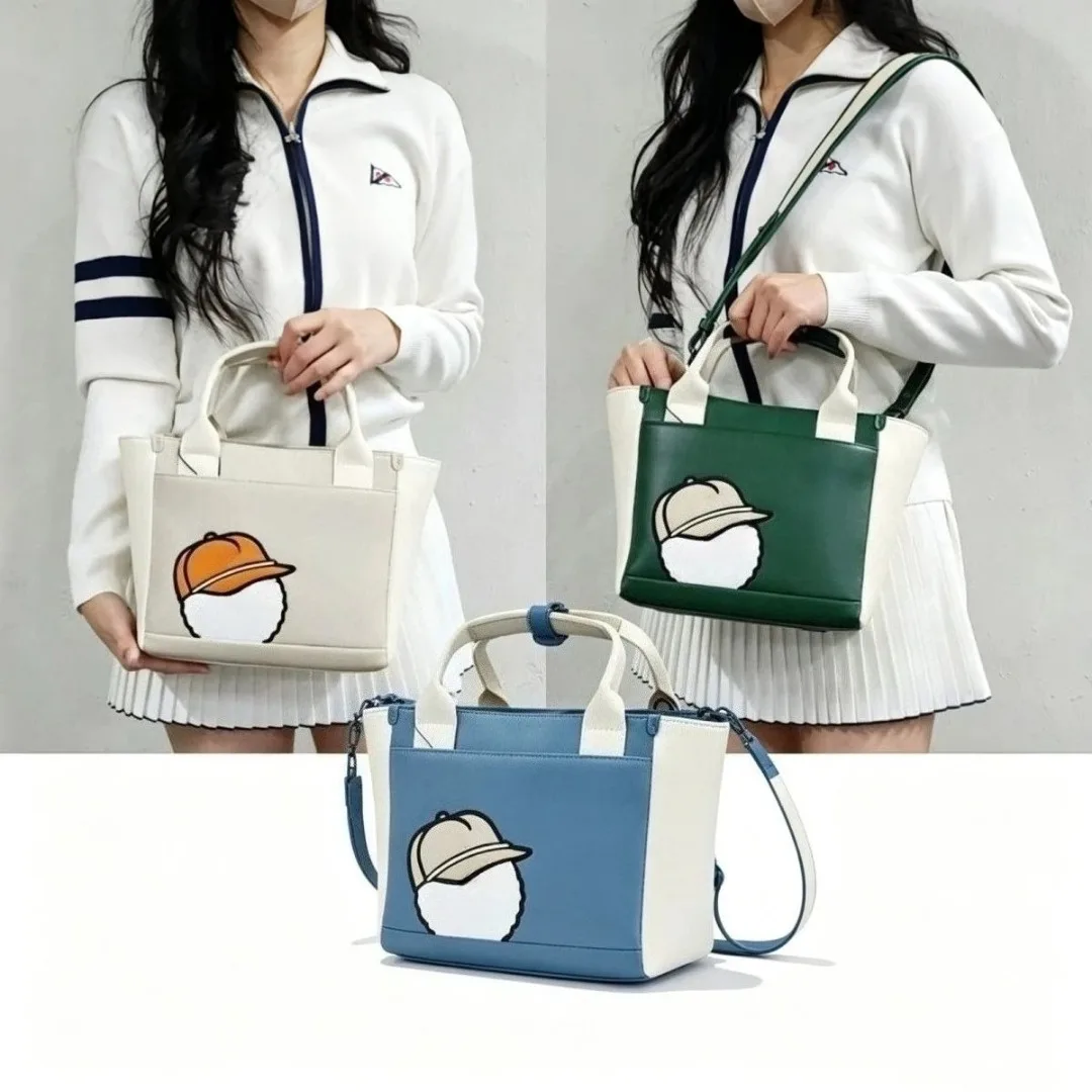 Women's Golf Tote Bag 2026 New Korean Style Shoulder Crossbody Large Capacity Lightweight Durable PU Leather Soft Chic Zip