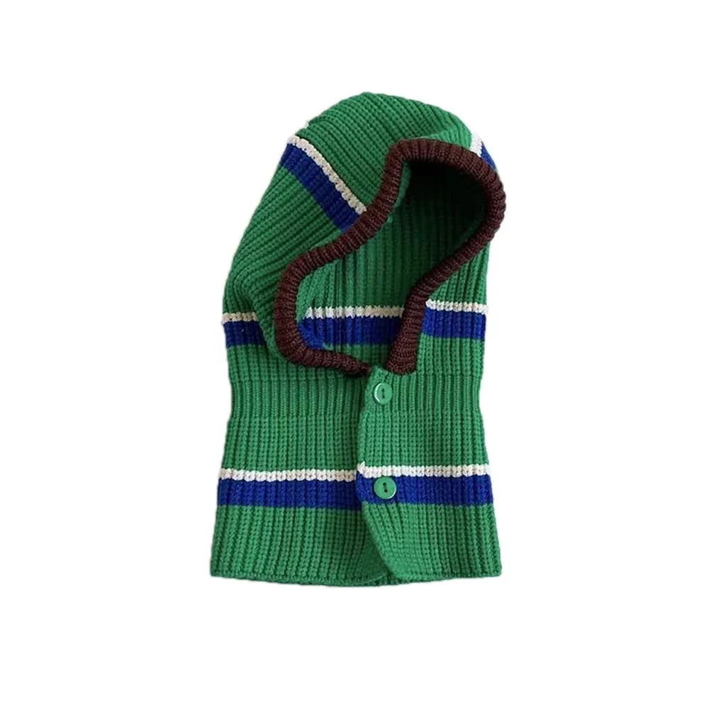 

Breathable Colorful Stripe Balaclava Hat Winter Warm Windproof Ear Protection Hats Stretchable Hooded Beanies