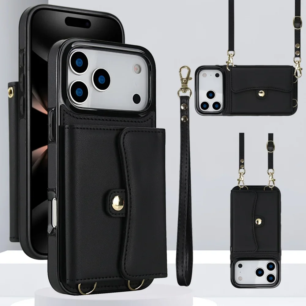 

Solid Color Phone Cover with Magnetic Flip Wallet Case for iPhone 17 Air 16 15 14 13 12 Mini 11 Pro Max XR Xs Max 7 8 Plus
