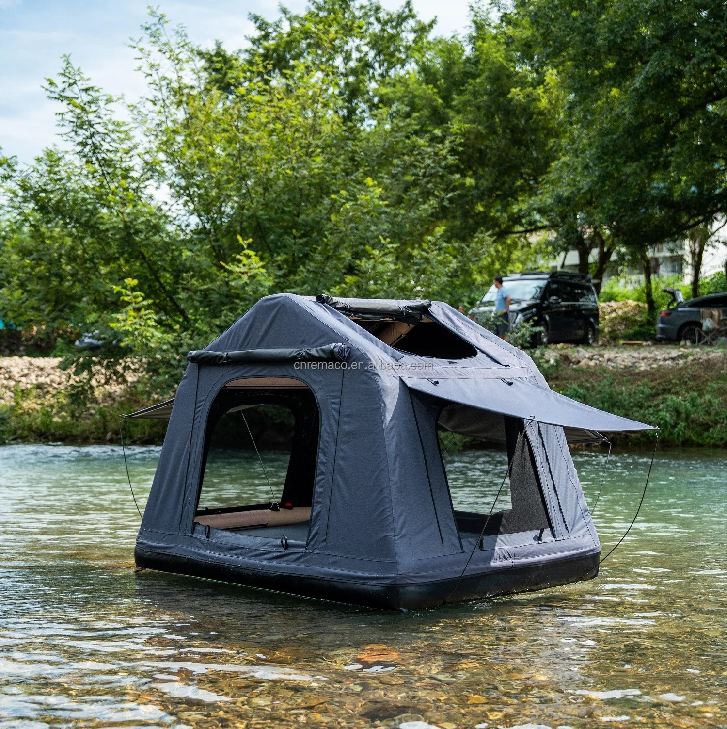 Multi-function Custom Black Floating Tent Super Light Lightweight 20kg Inflatable Roof Top Blow up Car Tent