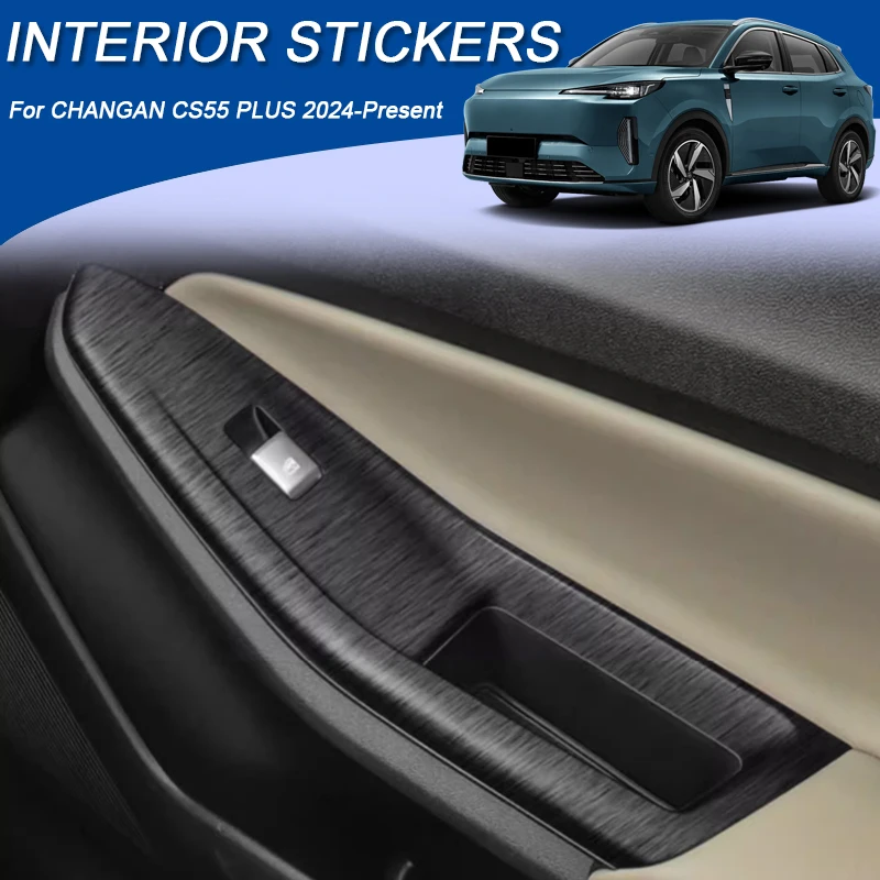 Car Carbon Interior Sticker For CHANGAN CS55 PLUS IDD 2024-PresentWindow Lifting Panel Decal Gear Door Protective Film Accessory