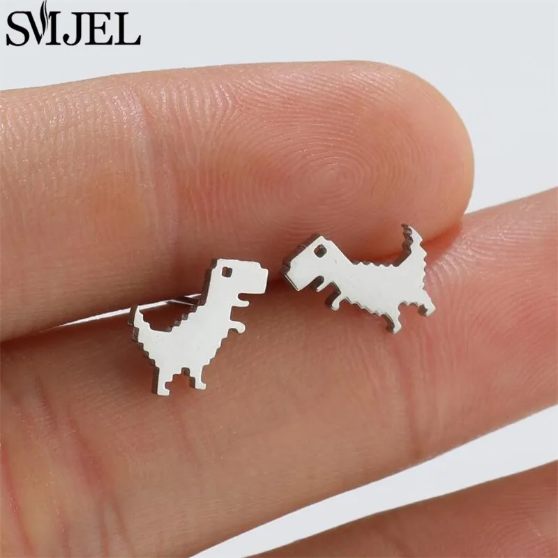 Cartoon Animal Design Dinosaur Stud Earrings for Girls Daily Jewelry Funny Tyrannosaurus Earings Mini Ear Jewelry Party Gifts